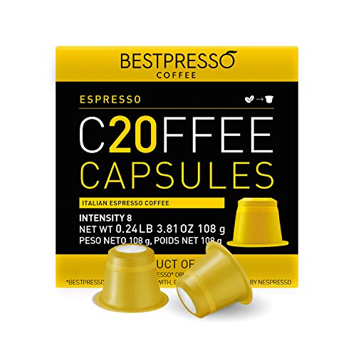 Bestpresso Coffee for Nespresso Original Machine 120 pods Certified Genuine Espresso Espresso Blend (Medium Intensity) Pods Compatible with Nespresso Original 60 Days Satisfaction Guarantee