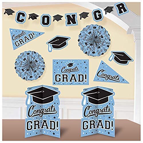 Congrats Grad Cutouts Room Decorating Set (Powder Blue)- 10 pcs