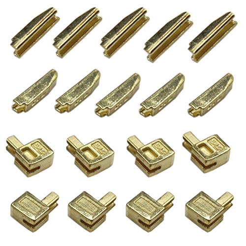 YaHoGa 20 Sets #5 Metal Zipper Latch Slider Retainer Insertion Pin Zipper Bottom Zipper Stopper for Metal Zipper Repair (Brass)