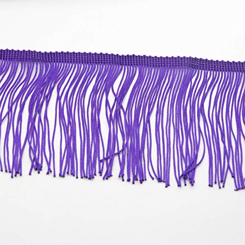 6.5 Yard 4 Inches Polyester Fringe Trim Lace Chainette Tassel Fringe Trimming for Latin Dress Stage Clothes Lamp Shade Decoration DIY (Purple)
