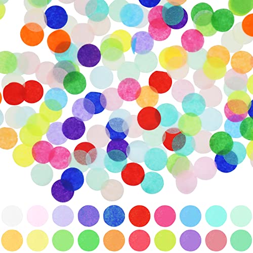 RYKOMO 10000 Pieces 1 Inch Tissue Paper Confetti Round, Multicolor Tissue Paper Confetti Circles Rainbow Confetti Tissue Paper Circles for Arts Craft DIY Scrapbooking Birthday Party Festival Tissue