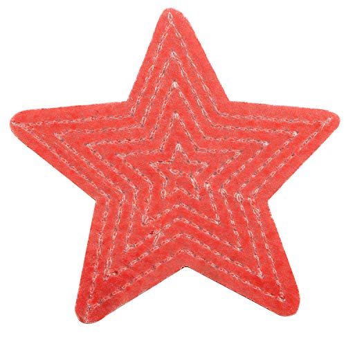 Tegg Embroidered Patch 5PCS Red Five-Pointed Star Sequin Applique Patches