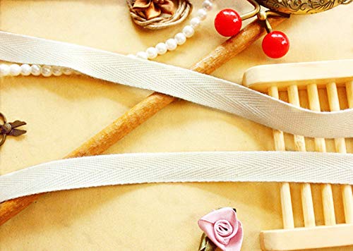 Abbaoww 55 Yards Twill Tape Ribbon 1 Inch 100% Cotton Herringbone Webbing Tape Sewing Twill Ribbon for DIY Crafts Sewing, Natural