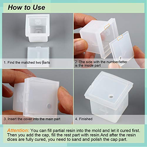 LET'S RESIN Dice Molds for Resin,Resin Dice Mold Set with Letter Number,Polyhedral Silicone Dice Molds for Resin Casting,3D Silicone Mold Kit for DIY Personalized Dices Making,Table Board Game