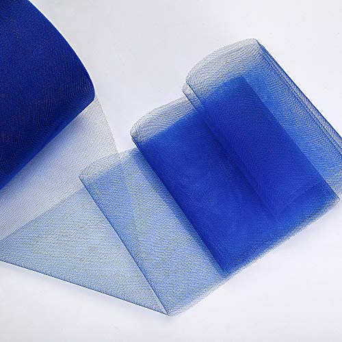 Tulle Roll 6Inchx200Yards(600ft)Tulle Ribbon Tulle Fabric Table Skirt Wedding Decorations Gift Wrapping (Blue)
