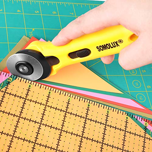 SOMOLUX Rotary Cutter with 45mm 5 Pcs Replace Blades for Quilting Scrapbooking Sewing Arts Crafts, Sharp and Durable