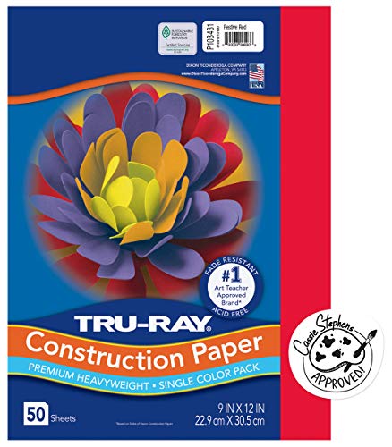 PACON - 103031 Pacon Tru-Ray Heavyweight Construction Paper, Festive Red, 9" x 12", 50 Sheets - 103431
