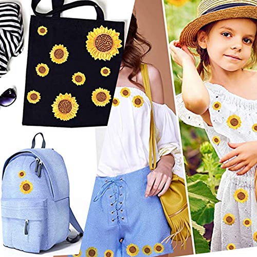 35 Pieces Embroidered Iron on Patch for Clothing,Sunflowers Butterfly Iron On Patches Set,Large Size Cute Decoration Embroidered Patches Pack for Jeans,Bags, Clothing, Arts Crafts DIY
