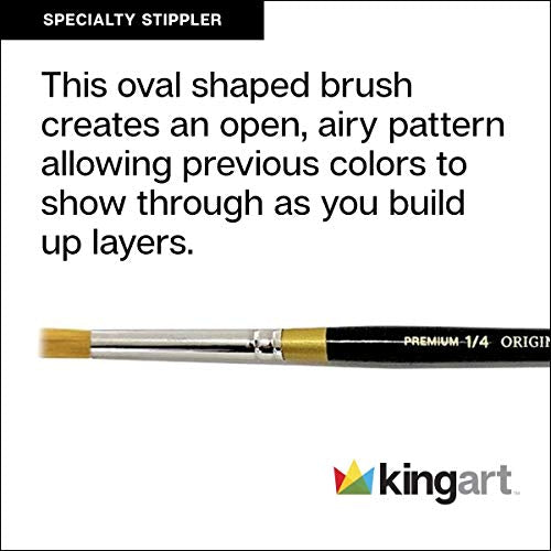 KINGART Original 9875 Series, Golden Taklon Specialty Stippler, 3/8, Black/Gold, 9875-3/8