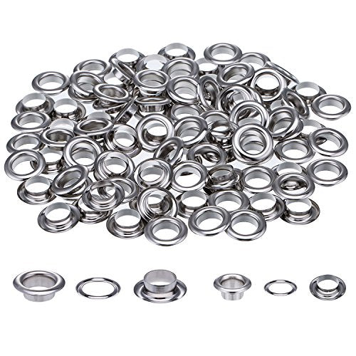 200 Sets 1/2 and 1/4 Inch Grommets Eyelets for Canvas Clothes and Leather DIY Craft Washer Self Backing