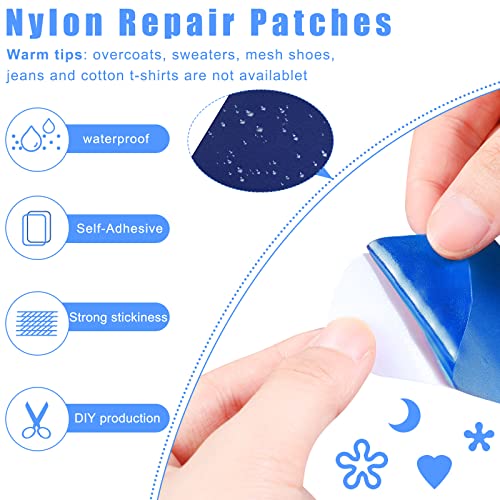 30 Pieces Nylon Repair Patches Self Adhesive Tent Patches Waterproof Lightweight Repair Patches Clothing Repair Patch Kit for Clothes Pant Jean Down Jacket Repair Holes Tearing, 7.87 x 3.94 Inch