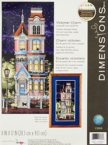 Dimensions 'Victorian Charm' Counted Cross Stitch Kit, 18 Count Navy Aida, 8'' x 17''