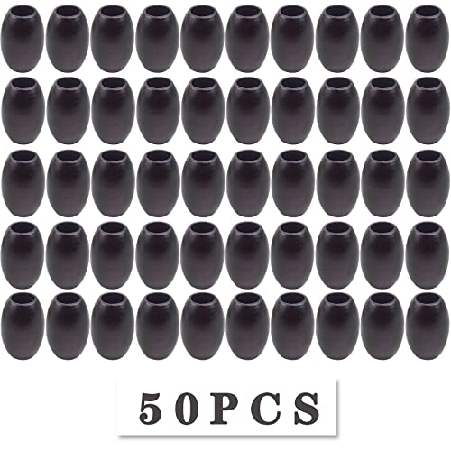 50pcs Oval Barrel Wood Beads 30x20mm Natural Wooden Tube Loose Spacer Beads with 10mm Large Hole for DIY Jewelry Making Crafts Projects(Black)