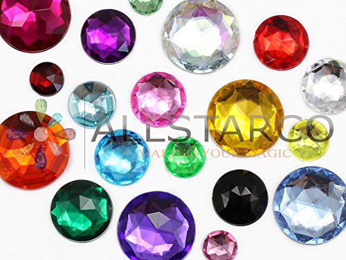 20mm Flat Back Round Acrylic Rhinestones Plastic Circle Gems for Costume Making Cosplay Jewels Pro Grade - 20 Pieces (Gold Topaz H107)