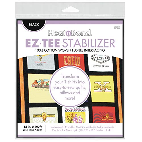 Heatnbond EZ TEE Cotton Woven Iron-on Fusible T-Shirt Quilt Interfacing Stabilizer 14 in x 25 ft, Black
