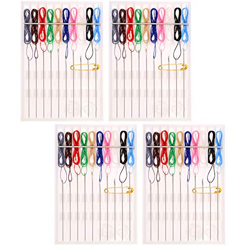 WXJ13 4 Boxes 40 Pieces Pre Threaded Needle Kit Ten Kinds of Lines with Pin Button Plastic Sewing Kit