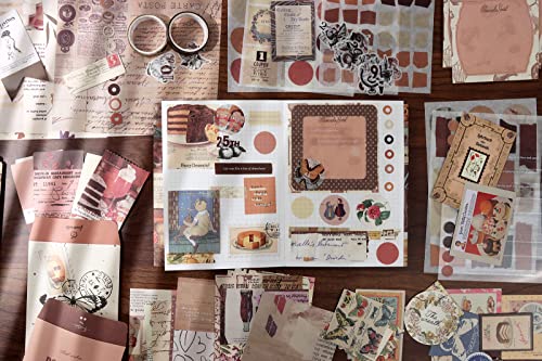 Draupnir Vintage Aesthetic Scrapbook Kit(346pcs), Bullet Junk Journal Kit with Journaling/Scrapbooking Supplies, Stationery, A6 Grid Notebook with Graph Ruled Pages.DIY Gift for Teen Girl Kid Women.