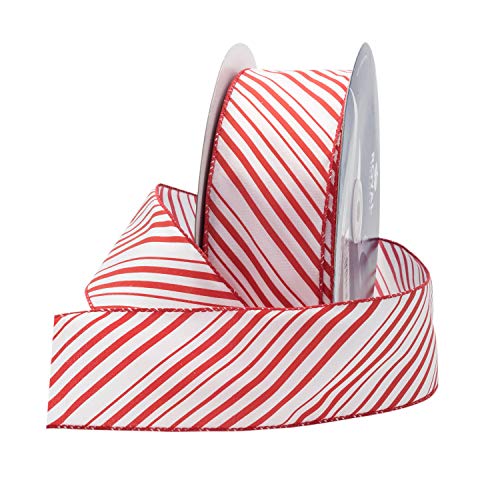 Red/White Candy Cane Christmas Ribbon, 2.5" (#40) Peppermint Design for Floral, Craft, Holiday Decoration, 50 Yard Roll (150 FT Spool) Bulk by Royal Imports