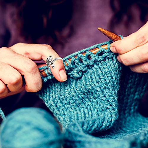 6 Pieces Knitting Loop Crochet Ring Adjustable Knitting Loop Ring Peacock Open Finger Ring Thimble Metal Yarn Guide Finger Holder for Quilting Sewing Crafts DIY Handmade Knitting Tools, 6 Styles