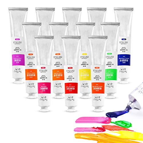 Paul Rubens Oil Paint, 12 Neon Colors with High Saturation, 50ml Large Tubes, Faster Drying Time with Creamy Texture, Art Supplies for Artists, Students, Beginners