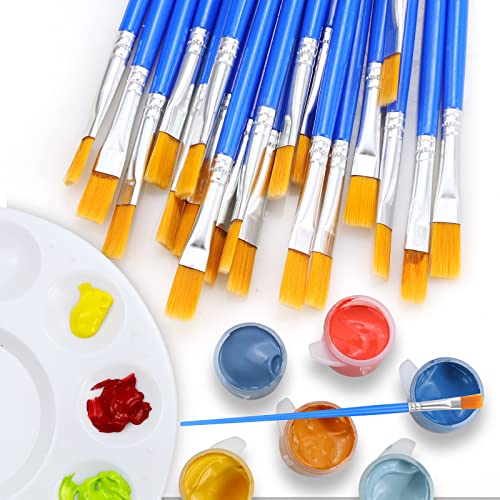 AROIC 180pcs Flat Paint Brushes Set, Small Brushes Bulk Nylon Hair for Kids Acrylic Oil Watercolor Artist, Professional Painting for Classroom Students