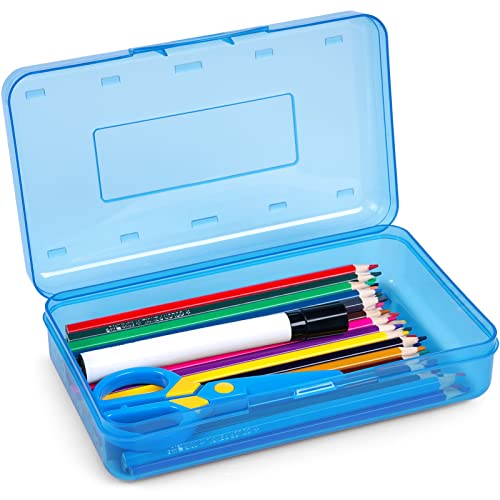 GAMENOTE Plastic Pencil Case Box with Lid Snap Closure, Large Capacity School Supplies Storage Organizer Box for Kids (1)