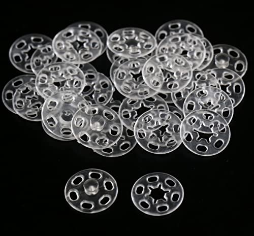 GANSSIA 10mm (13/32 Inch) Transparent Sewing Plastic Snap Buttons for Sewing Garment Clear Color Buttons Pack of 100 PCS