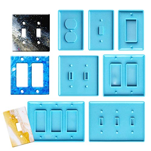 Light Switch Cover Resin Molds,Switch Socket Panel Plaster Mold for Epoxy Resin,Switch Socket Panel Epoxy Molds,Switch Plate Silicone Mold Outlet Cover Molds for DIY Crafts Making Home Decor（7pcs）