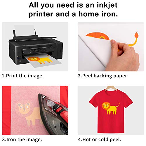 HTVRONT Heat Transfer Paper for T Shirts 20 Sheets, 8.5" X 11" Printable Heat Transfer Vinyl, Vivid Color & Durable Iron on Transfer Paper for Dark Fabric