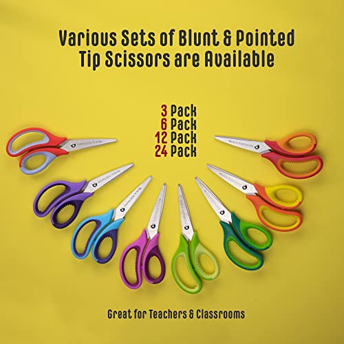 WA Portman 5 Inch Pointed Kids Scissors 24 Pack - Small Scissors for School Kids - Kids Safety Scissors Bulk - Kid Scissors for Right & Left-Handed Use - Bulk School Supplies Pointed Scissors for Kids