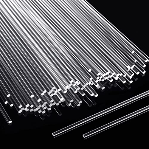 Vicenpal 120 Pieces 10 Inch Clear Acrylic Rods 1/8 Inch Diameter Acrylic Dowel Rods Round Acrylic Sticks Acrylic Strip for DIY Crafts Party Decorations Gardening