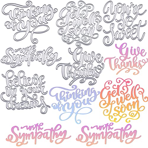 6 Pieces Die Cuts Words Metal Words Die Cut for Card Making Embossing Word Cutting Dies Inspirational Words Stencil Sympathy Words Template Stencil for DIY Scrapbooking Making Supplies (Cute Style)