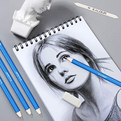 KALOUR Sketching Pencil Set(34 Pack) - includes Sketchbook - Zippered Travel Case - Sketch Pencil,Charcoal Pencil,Blending Paper,Eraser - Art Drawing Supplies for Beginner, Kids,Adults