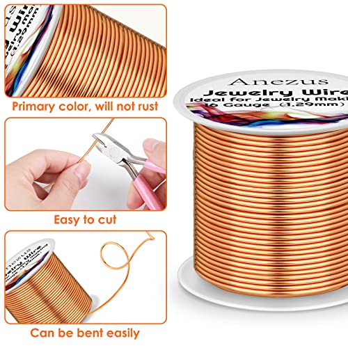 16 Gauge Jewelry Wire, Anezus Craft Wire Tarnish Resistant Copper Wire for Jewelry Making, Wire Wrapping and Crafting(Copper)