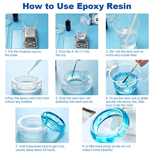 MTBJZJ Crystal Clear Liquid Glass Epoxy Resin| Scratch Resistant,UV Resistant Resin Kit | for Resin Molds, Desktop, Art Resin, Craft, Jewelry Casting, DIY-0.5Gallon Kit