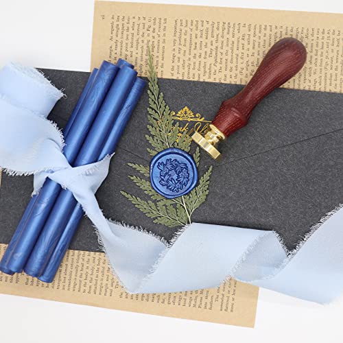 Feyabest 10 Pieces Glue Gun Sealing Wax Sticks for Wax Seal Stamp,Great for Cards Envelopes,Wedding Invitations,Snail Mails,Wine Packages,Gift Wrapping (Navy Blue)