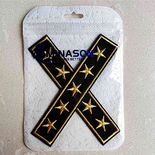 2PCS Epaulet US Flag Stars Shoulder Strap Emblem Iron On Patch Embroidered Sew On Patches for DIY Hat, Jacket, Arts Craft Clothes Patches (Pattern 09)