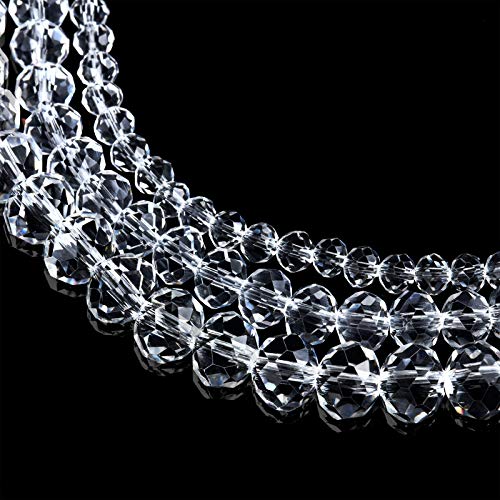 1900 Pieces Glass Crystal Beads 4 mm 6 mm 8 mm Clear Rondelle Glass Beads Crystal AB Spacer Beads for Jewelry Making DIY Craft Project Supplies, 15 Strands