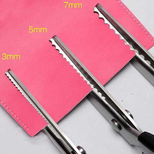 Hui Tong Strong & Sharpe Pinking Shears ,Pinking Shears Scissors for Fabric, Serrated and Scalloped Scissors Fabric,3mm,5mm,7mm (Wavy 18mm)