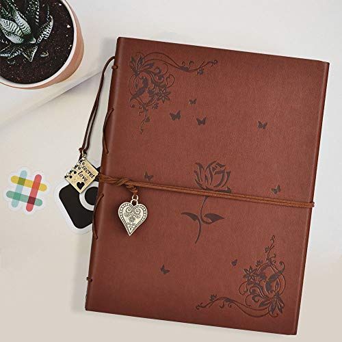 ZEEYUAN Scrapbook Album Leather Photo Album Memories DIY Scrap Book 10.8"x8.6" Large Family Photo Book Refillable 60 Pages for Anniversary Valentines Birthday Gifts