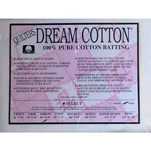 Quilter's Dream Cotton"White" Batting - Select -Mid-Loft - Throw