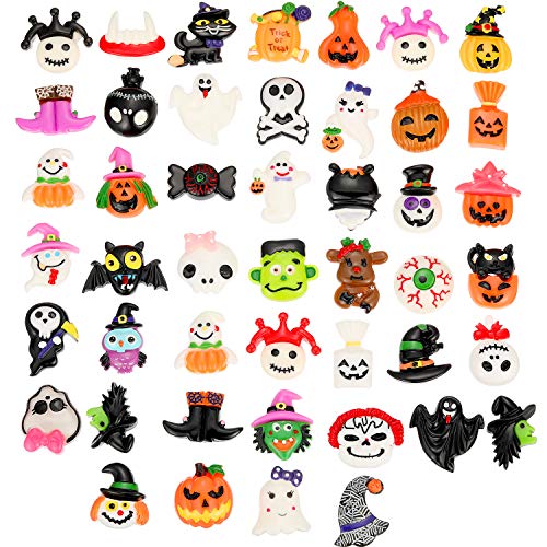 50 Pieces Flat Back Buttons Halloween Resin Flatback Resin Button Crafts for DIY Crafts Making Scrapbooking Decoration