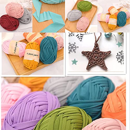 2 Pack T-Shirt Yarn Knitting Yarn Fabric Crochet Cloth Solid Color DIY Hand Craft Bag Blanket Cushion Crocheting Projects (Purple)