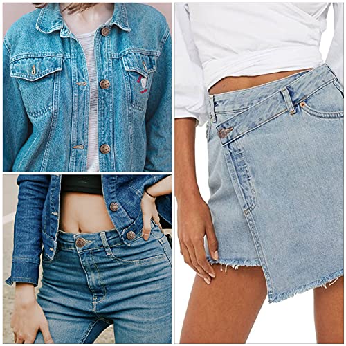 8 Sets Button Pins, CampTek Nailing-Free Jean Buttons, 8 Styles Button Pins for Jeans No Sew, Metal Buttons Adds Or Reduces an Inch to Any Pants Waist in Seconds