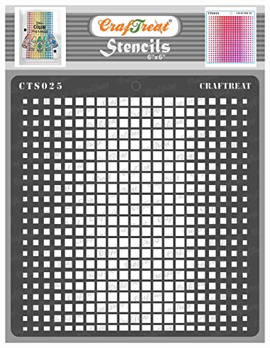 CrafTreat Geometric Stencils for Painting on Wood, Wall, Tile, Canvas, Paper, Fabric and Floor - Ombre Square Stencil - 6x6 Inches - Reusable DIY Art and Craft Stencils - Square Template