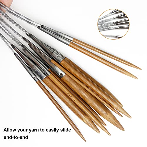 Mdoker Bamboo Circular Knitting Needle Size 15 16 Inch Circular Knitting Needles for Handmade Knitting DIY and Any Weaven Yarn Projects(US Size 15,10mm)