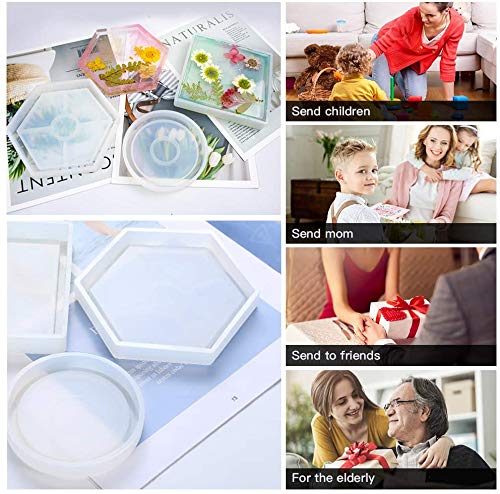 4 Pcs DIY Hexagon Coaster Silicone Mold Silicone Resin Mold Clear Epoxy Molds for Casting with Resin, Concrete, Cement and Polymer Clay