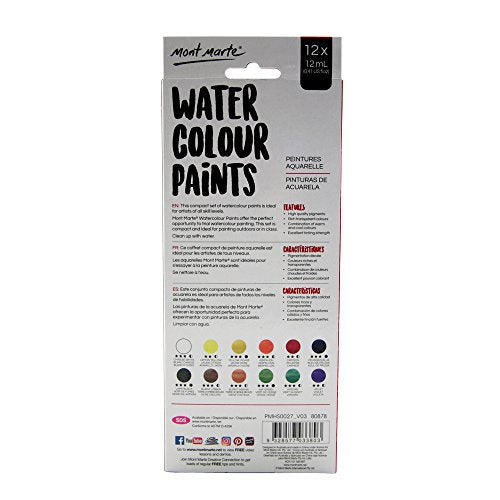 MONT MARTE Watercolour Paints 12pce x 12ml