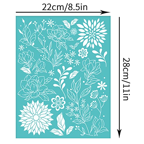 OLYCRAFT 2pcs Silk Screen Printing Stencil Flower Pattern Silk Mesh Transfers Stencils Self-Adhesive Reusable Sign Stencils for Painting on Wood DIY T-Shirts - 8.5x11inch