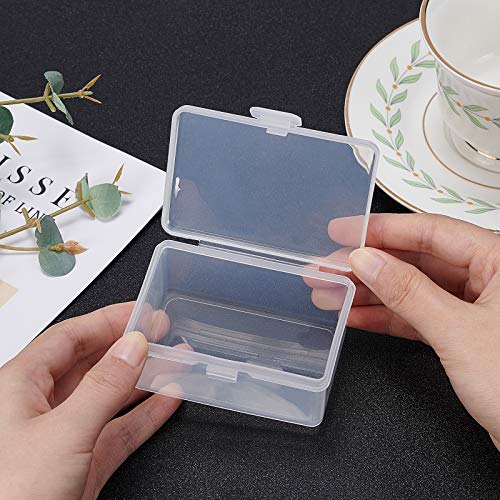 BENECREAT 8Pcs Clear Plastic Box Container Transparent Rectangle Storage Organizer with Lids for Beads, Small Items and Other Craft Projects, 3.2x2.2x1.4"